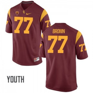 Youth USC Trojans #77 Chris Brown Cardinal Stitched Jerseys 614655-937