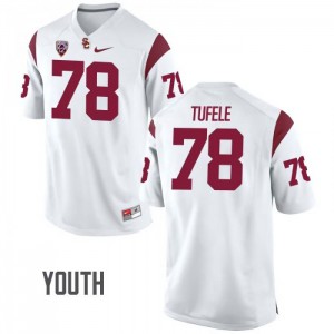 Youth Trojans #78 Jay Tufele White High School Jerseys 658377-246