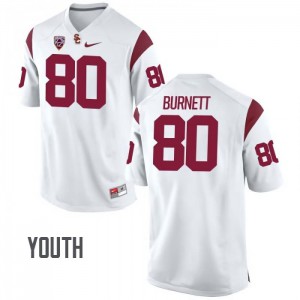 Youth Trojans #80 Deontay Burnett White NCAA Jerseys 809604-230