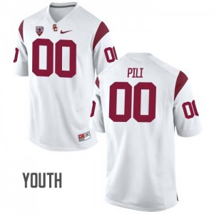 Youth Trojans #91 Brandon Pili White Stitch Jerseys 927300-591